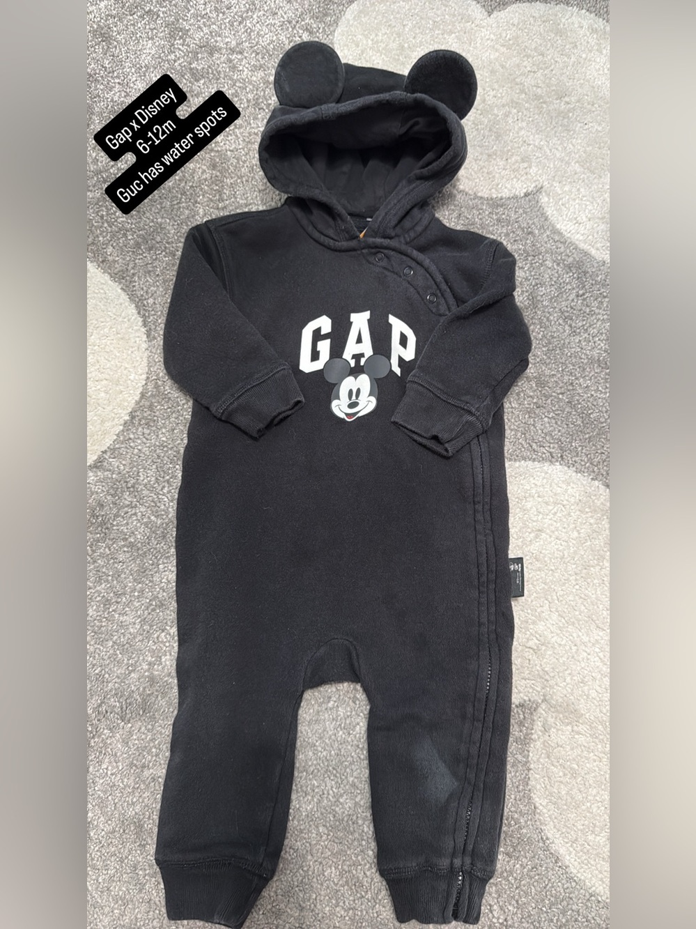 GAP Black Mickey Hooded Footie with Ears